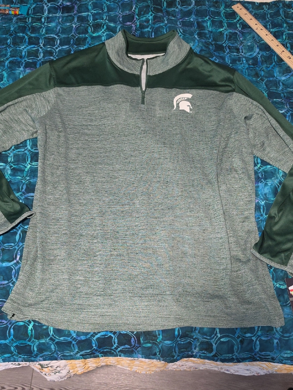 Michigan State Spartans Green Quarter-Zip Pullover Jacket Size 2XL